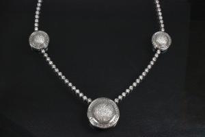 aLEm Necklace, Global World Circle with white Zirconia 925/- Silver rhodium plated,