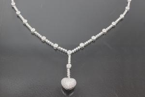 aLEm Necklace,  Endless Love  with white Zirconia 925/- Silver rhodium plated,