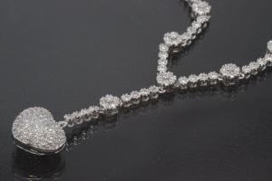 aLEm Necklace,  Endless Love  with white Zirconia 925/- Silver rhodium plated,