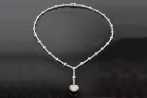 aLEm Necklace,  Endless Love  with white Zirconia 925/- Silver rhodium plated,