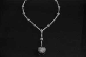 aLEm Necklace,  Endless Love  with white Zirconia 925/- Silver rhodium plated,