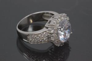 aLEm Juwelenring-Design mit weißen Zirkonia 925/- Silber  rhodiniert