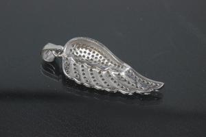 aLEm Pendant Angel Wing 925/- Silver rhodium plated with Cirkonia,