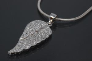 aLEm Pendant Angel Wing 925/- Silver rhodium plated with Cirkonia,