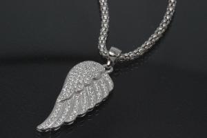 aLEm Pendant Angel Wing 925/- Silver rhodium plated with Cirkonia,