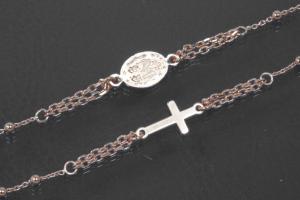 aLEm Lifestyle - Kette mit Kreuz und Medaille 925/- Silber rosé vergoldet mit Federringverschluß