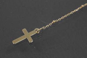 aLEm Lifestyle - Kette mit Kreuz und Medaille 925/- Silber vergoldet mit Federringverschluß