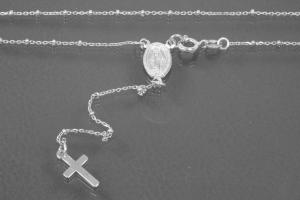 aLEm Lifestyle - Kette mit Kreuz und Medaille 925/- Silber rhodiniert mit Federringverschluß