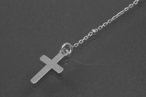 aLEm Lifestyle - Kette mit Kreuz und Medaille 925/- Silber rhodiniert mit Federringverschluß