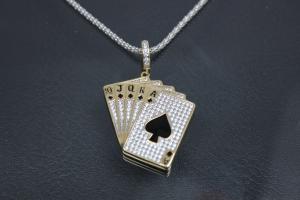 aLEm Pendant Pokerface  925/- Silver gold plated / rhodium plated with Zirconia,