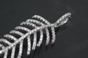 aLEm Pendant Feather of Angels 925/- Silver rhodium plated with white Zirconia,