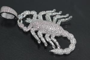 aLEm Pendant Scorpion 925/- Silver rhodium plated with white Zirconia,