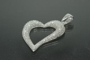 aLEm Pendant Heart of Soul 925/- Silver rhodium plated with white Zirconia,