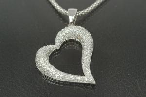 aLEm Pendant Heart of Soul 925/- Silver rhodium plated with white Zirconia,