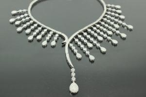 aLEm Necklace, Drops of Love with white Zirconia 925/- Silver rhodium plated,