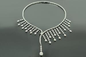 aLEm Necklace, Drops of Love with white Zirconia 925/- Silver rhodium plated,
