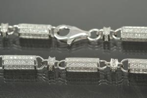 aLEm Collier, Matrosenkette im Ziehharmonikastyle mit Karabiner 925/- Silber rhodiniert,