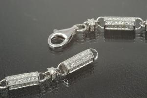 aLEm Collier, Matrosenkette im Ziehharmonikastyle mit Karabiner 925/- Silber rhodiniert,