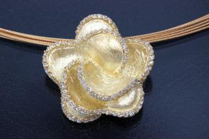aLEm Pendant Flower Roses, 925/- Silver gold plated, approx size high 26mm, wide 26mm, thickness 19,0mm, bail on the backside,