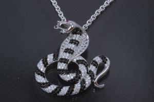 aLEm Pendant Snake Cobra 925/- Silver rhodium plated,