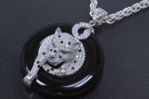 aLEm Gepard im Onixreif 925/- Silber rhodiniert mit weißen Zirkonia gefasst,