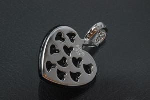 aLEm Pendant Onyx Heart with Zirconia 925/- Silver rhodium plated,  polished,