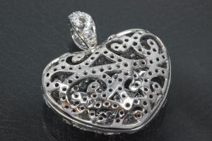 aLEm Pendant Heart of the deep blue Love Night with Zirconia 925/- Silver rhodium plated, polished,