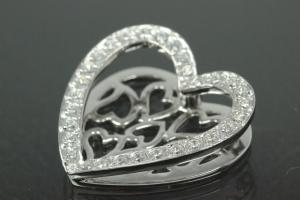 aLEm Pendant Heart of Life with Zirconia 925/- Silver rhodium plated, polished