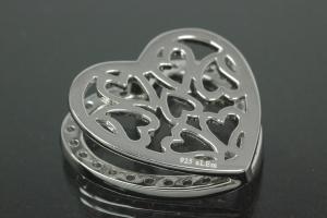 aLEm Anhänger Heart of Life mit Zirkonia 925/- Silber rhodiniert, poliert,