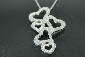 aLEm Pendant Loving Hearts with Zirconia 925/- Silver rhodium plated, polished,