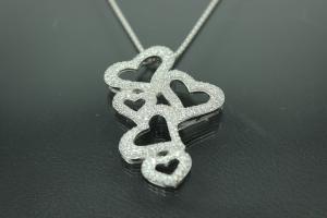 aLEm Anhänger Loving Hearts mit Zirkonia 925/- Silber rhodiniert, poliert,