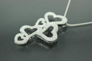 aLEm Anhänger Loving Hearts mit Zirkonia 925/- Silber rhodiniert, poliert,