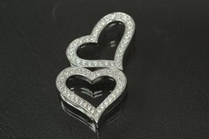 aLEm Anhänger Dancing Heart mit Zirkonia 925/- Silber rhodiniert, poliert