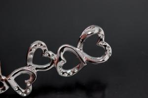 aLEm Anhänger Loving Hearts mit Zirkonia massiv 925/- Silber rhodiniert, poliert,