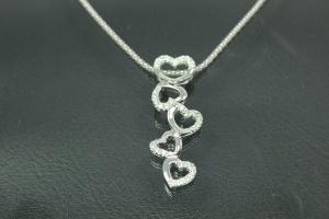 aLEm Anhänger Loving Hearts mit Zirkonia massiv 925/- Silber rhodiniert, poliert,