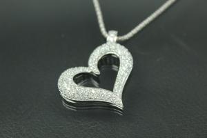 aLEm Anhänger Heart of Soul mit Zirkonia massiv 925/- Silber rhodiniert, poliert,