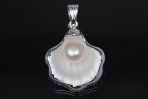 aLEm Pendant  Shell polished / sanded with FWP - Pearl 925/- Silver,