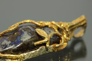 aLEm Anhänger mit Boulder Opal 925/- Silber teilvergoldet