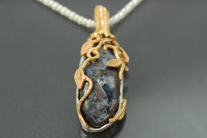 aLEm Anhänger mit Boulder Opal 925/- Silber teilvergoldet