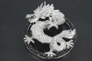 aLEm Anhänger Dragon of Force 925/- Silber rhodiniert mit Zirkonia,
