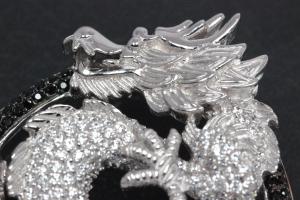 aLEm Anhänger Dragon of Force 925/- Silber rhodiniert mit Zirkonia,