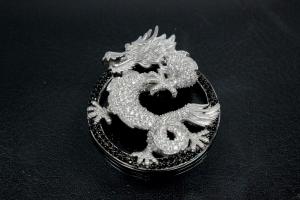 aLEm Anhänger Dragon of Force 925/- Silber rhodiniert mit Zirkonia,