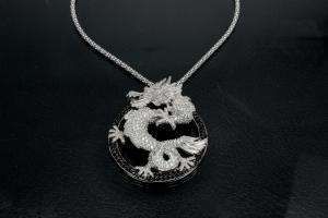 aLEm Anhänger Dragon of Force 925/- Silber rhodiniert mit Zirkonia,