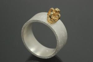 aLEm Ring  Golden Sovereign Symbol of Love by alain LE mondial 925/- Silver and partially gold plated,