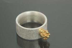 aLEm Ring  Golden Sovereign Symbol of Love by alain LE mondial 925/- Silver and partially gold plated,