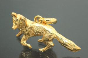 aLEm Pendant Fox with openable bail 925/- Silver gold plated