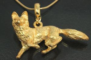 aLEm Pendant Fox with openable bail 925/- Silver gold plated