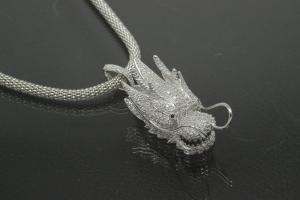 aLEm Pendant Dragon of Force 925/- Silver rhodium plated with Zirconia,