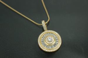 aLEm Pendant Global World Circle 925/- Silver gold plated with Zirconia,