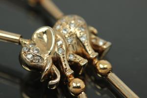 aLEm Elephant necklace 750/-Gold / Whitegold with Diamonds totally 0,19ct w/si withbolt clasp and security eight,